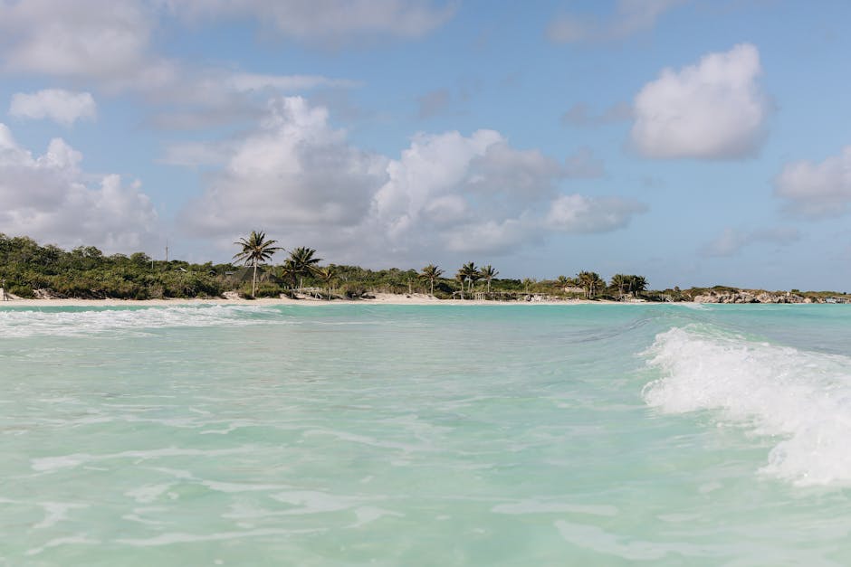 Aguas turquesas del Caribe con playa tropical